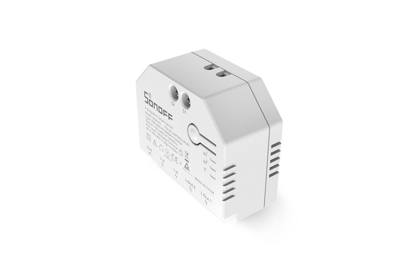 WiFi-Rolladenaktor DUALR3 2-fachSteuermodul für Leuchten, Geräte und motorisierte Anlagen
