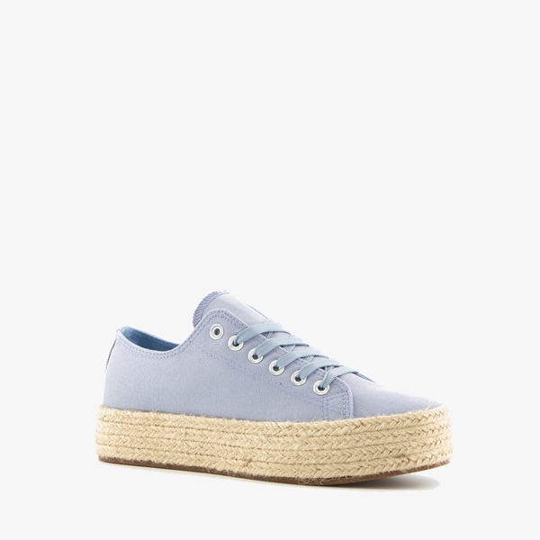 Blue Box lichtblauwe dames sneakers met jute zool