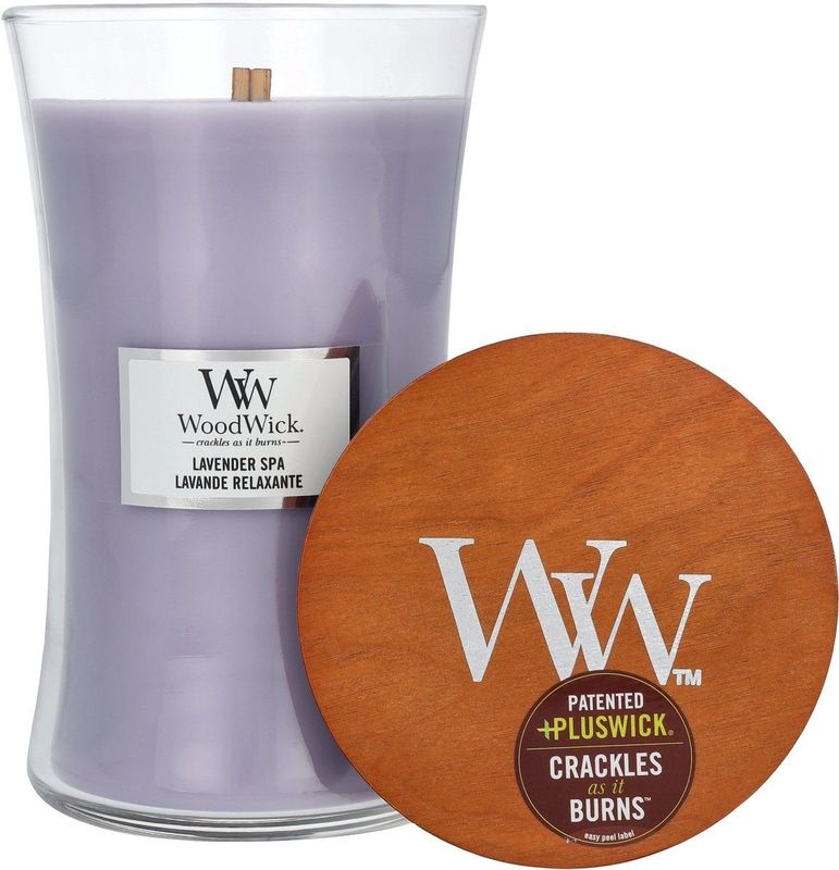WoodWick Hourglass Large Geurkaars Lavender Spa