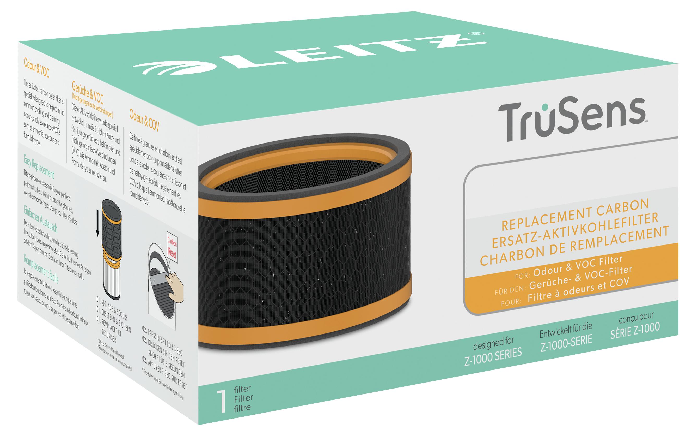 Luftfilter TruSens Gerüche und VOC 1 StückErsatz-Aktivkohlefilter kompatibel mit Leitz TruSens Z-1000
