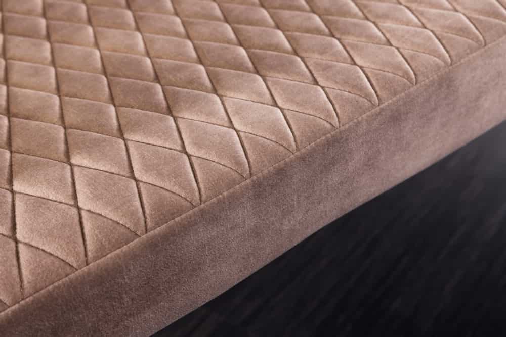 Design Sitzbank PARIS 160cm greige Samt Rückenlehne goldene Fußkappen Retro