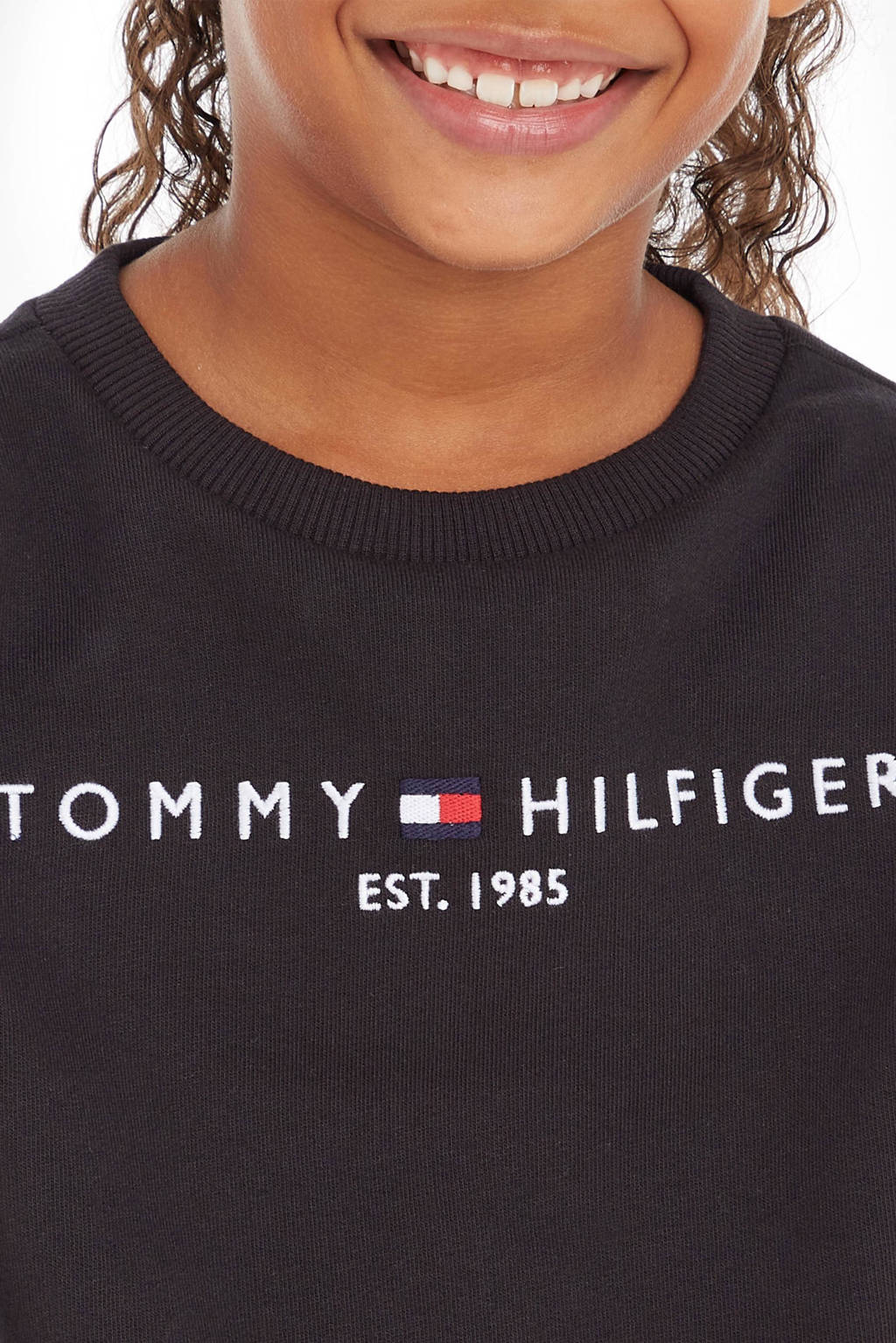Tommy Hilfiger unisex sweater met logo zwart