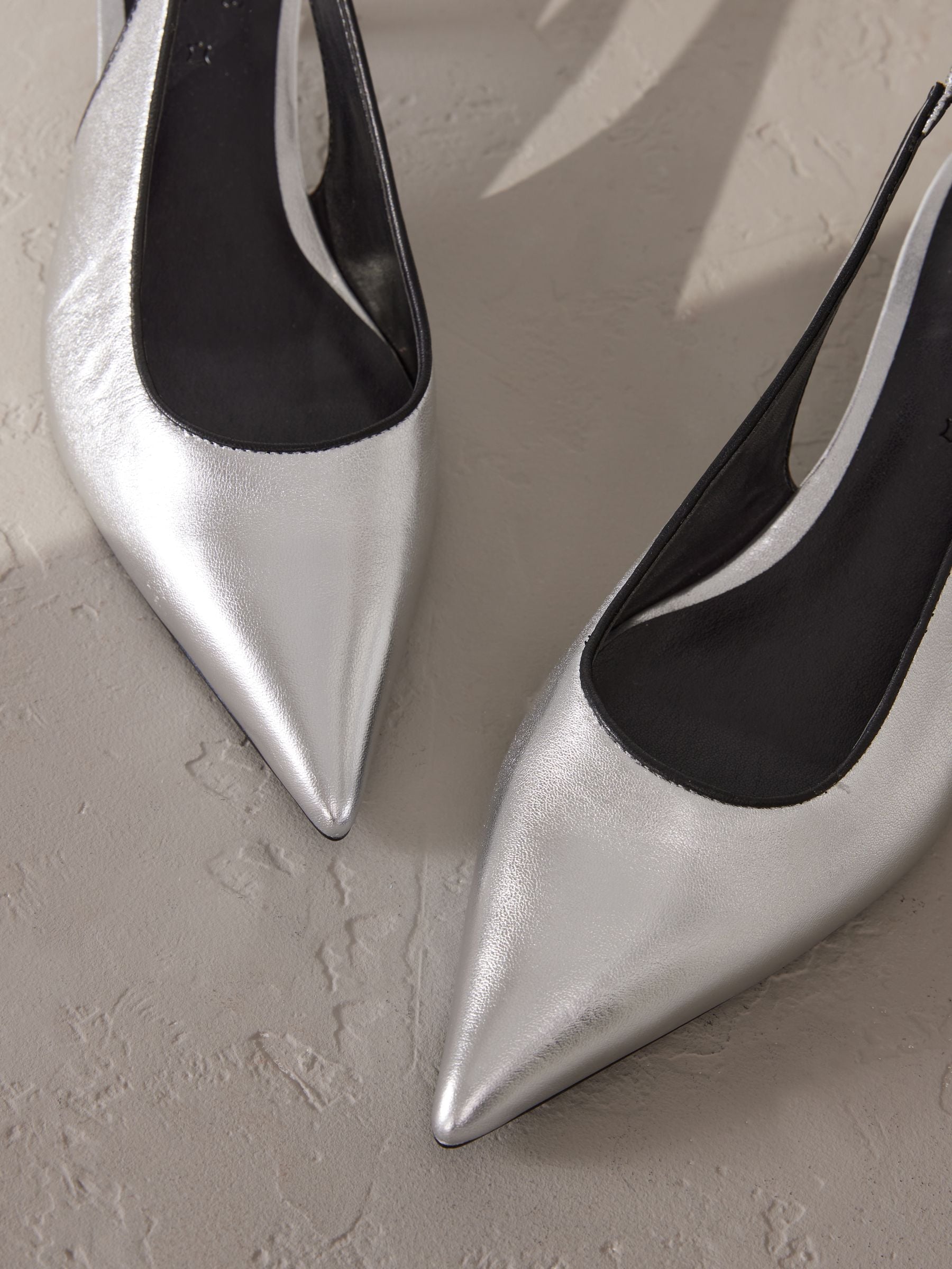 Zilver - Premium Leather Pointed Toe Bow Slingback Heels
