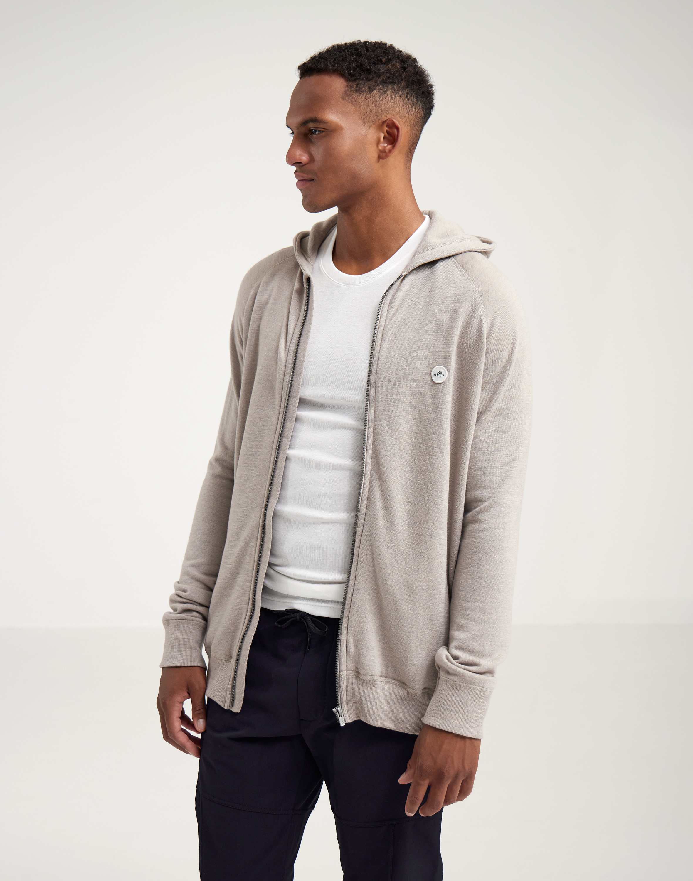 Vest met capuchon van merinowol terry voor heren
