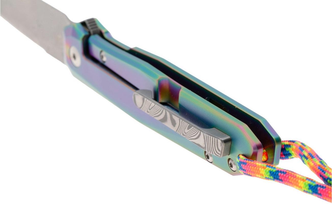 CRKT Facet K231TDP Damascus, Iridescent Titanium Nitride Titanium, zakmes, Ken Onion design