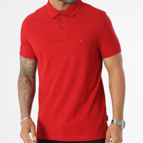 Polo Manches Courtes Flag Under Placket 1684 Rouge