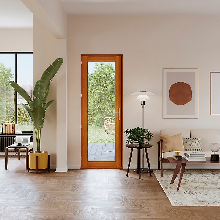 Porte fenêtre bois 1 vantail GoodHome - l.80 x h.205 cm, tirant gauche