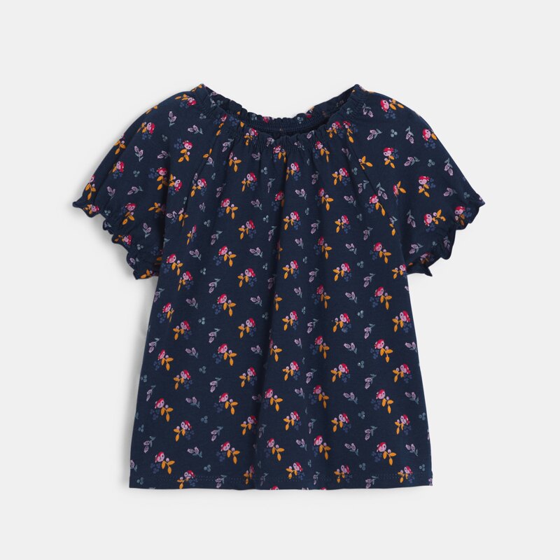 Salopette et tee-shirt fleuri blanc bébé fille Blanc