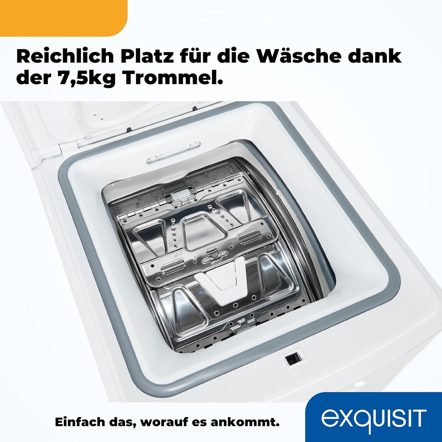 Exquisit Waschmaschine 7,5kg, Toplader, Waschmaschine schmal, Energieklasse A, 1200 U/Min, Startzeitvorwahl, Kurzprogramm, LTO1207-030A weiss