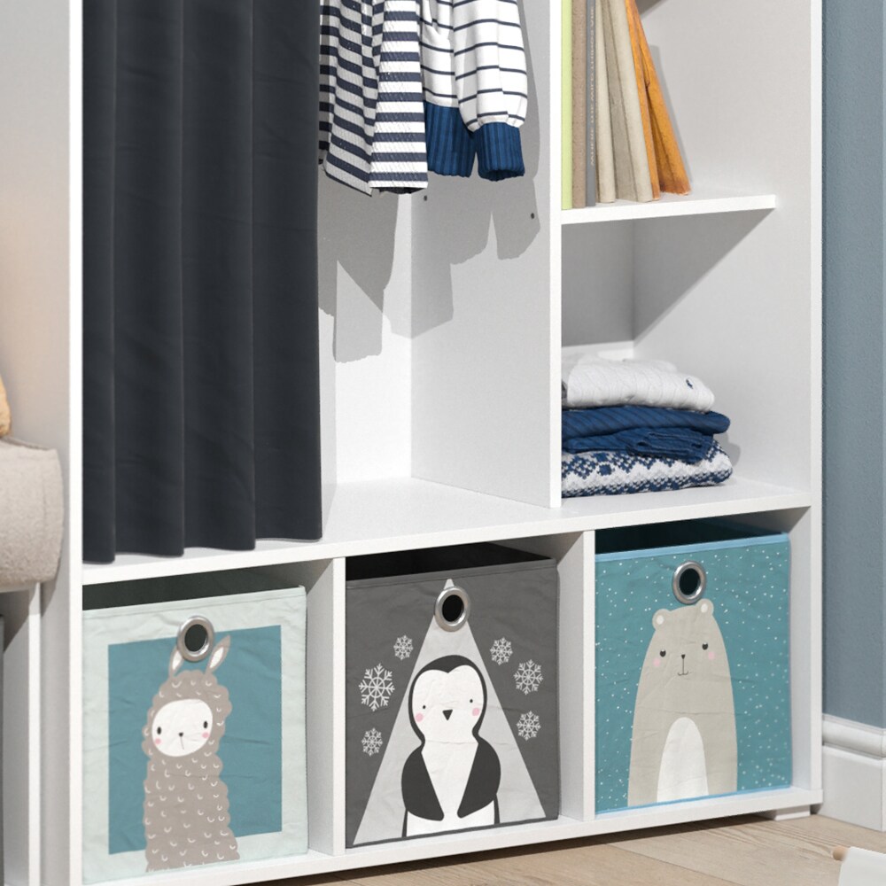 Vicco Kinderkleiderschrank Kinderzimmerschrank Kindergarderobe Luigi Weiß 106 x 178 cm modern Schrankregal Jugendzimmerschrank Organizer Vorhang Kleiderstange Fächer Aufbewahrung Spielzeugablage