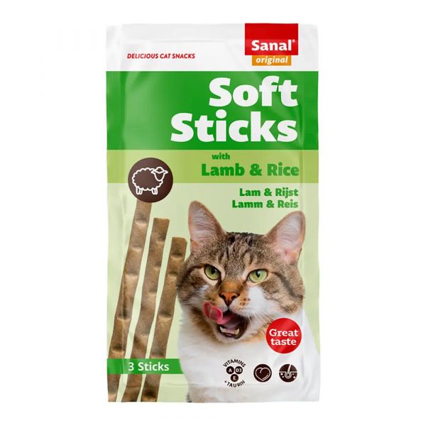 Sanal Cat Soft Sticks Lamb & Rice 3x15g 1 Unidade