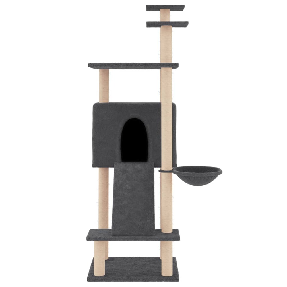 Arbre à chat avec griffoirs en sisal gris foncé 153 cm