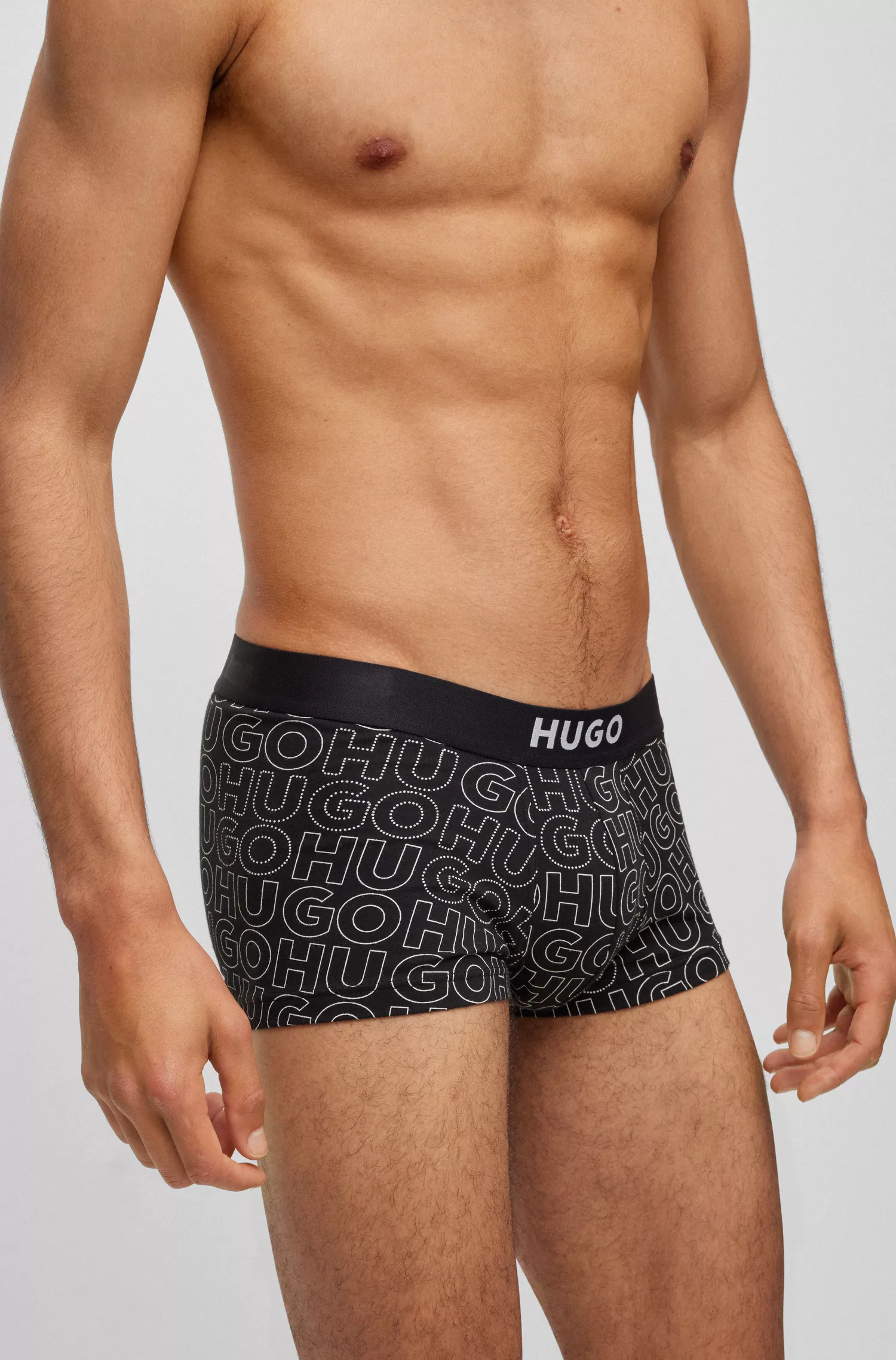 HUGO Vermelho - Pacote com duas cuecas boxer de algodão elástico com cós com o logotipo.