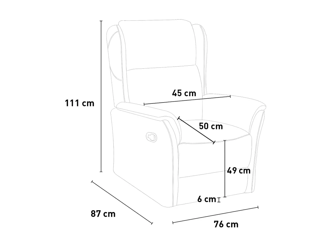 Fauteuil relax inclinable manuel en tissu avec repose-pied COSY