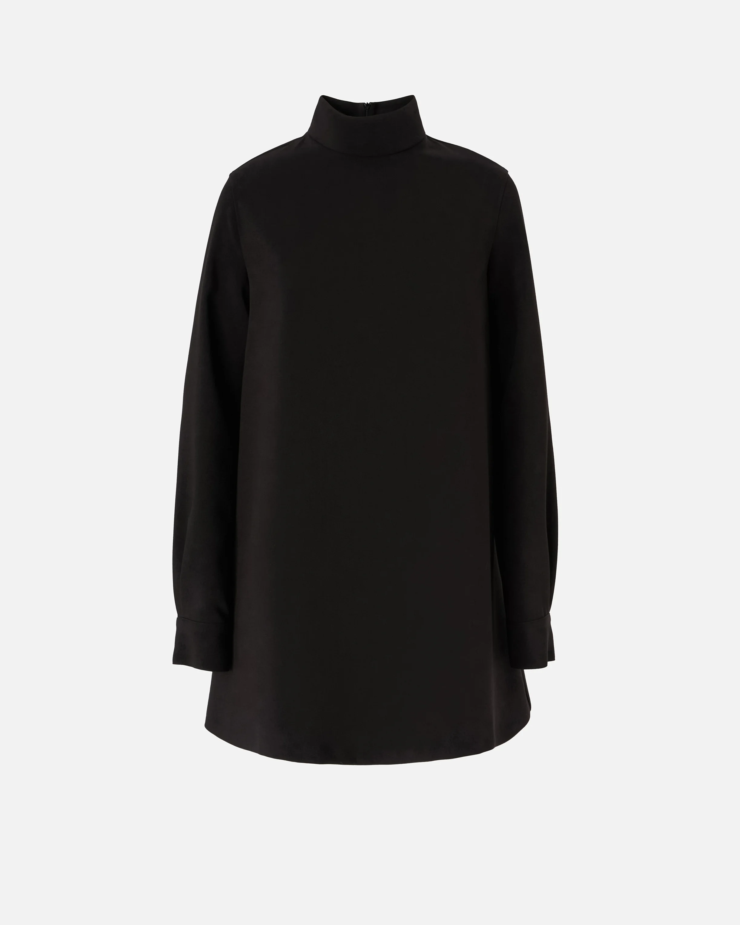 Robe courte à col montant en tissu technique | Noir