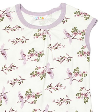 Joha Natkjole - Bambus - Off White/Lilla m. Papeg?je