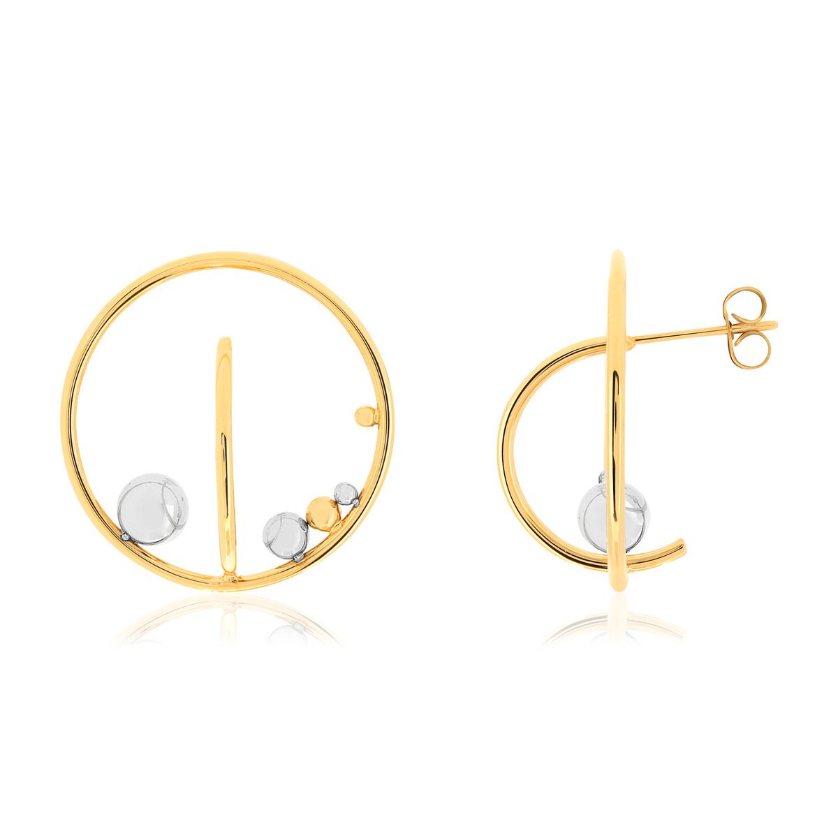 Boucles d'oreilles acier 2 tons pendants