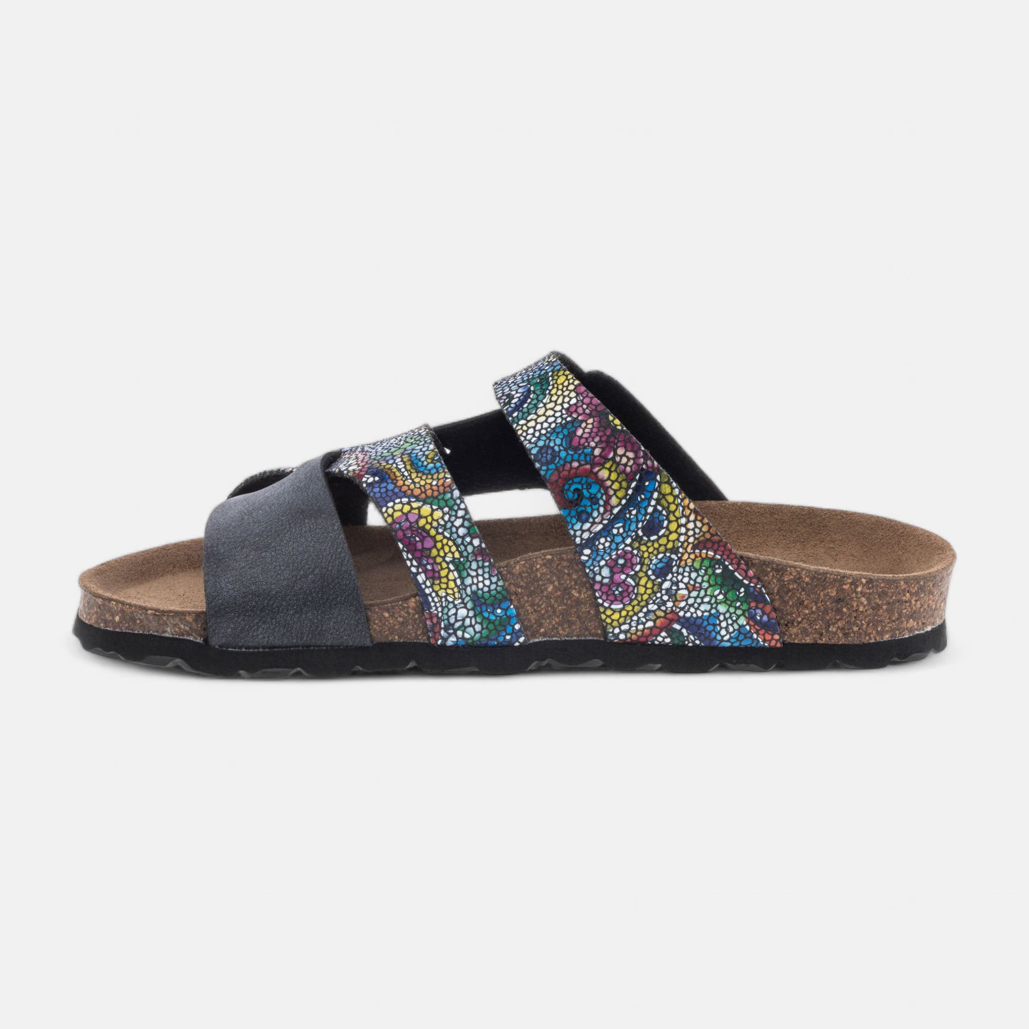 Mules semelle liège Femme bleu marine