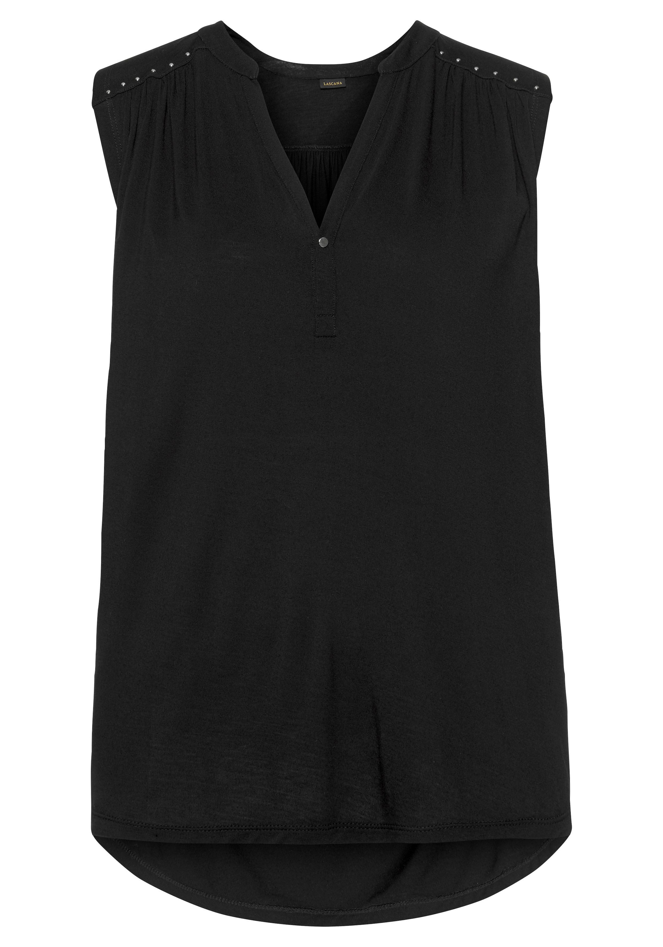 LASCANA Tanktop , mit silberfarbenen Nietendetails, lockeres Blusentop