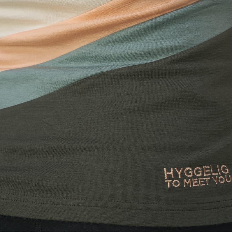 HyggeWool T-Shirt Dame Hvit/Grønn/Beige