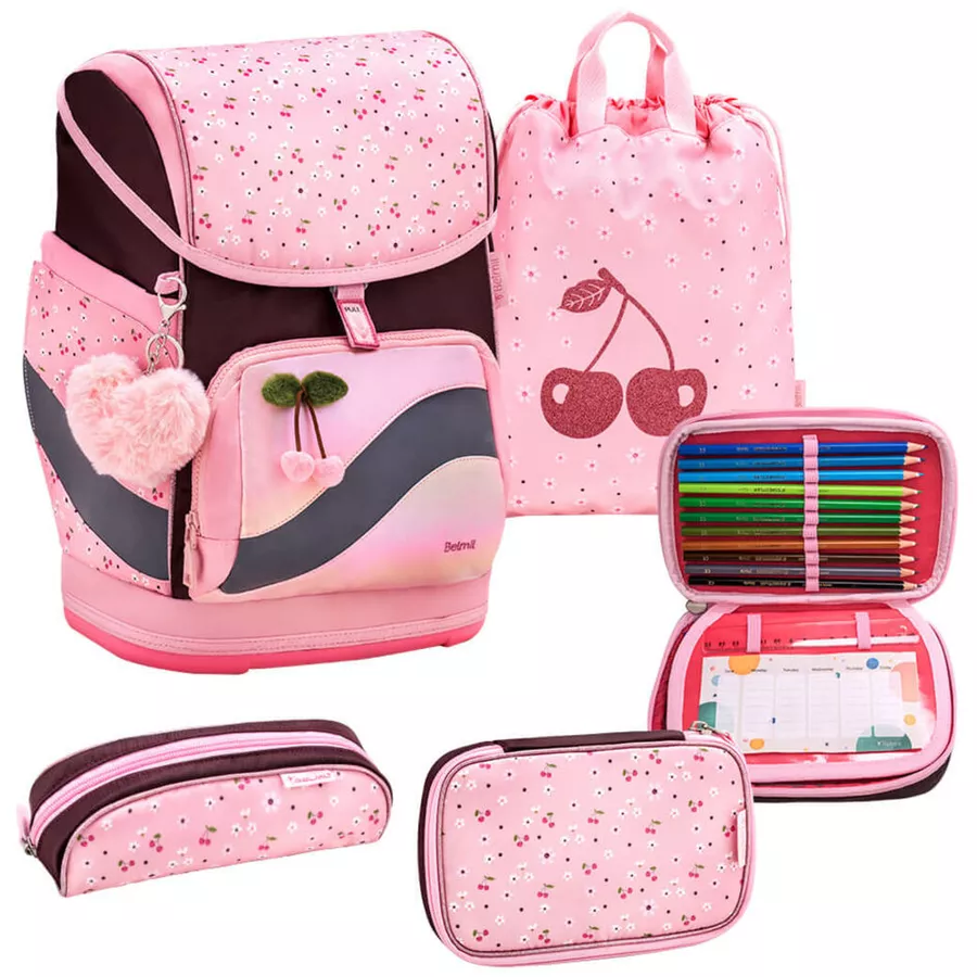 Belmil Schulranzen Premium Smarty Plus Set 5-teilig Cherry Blossom