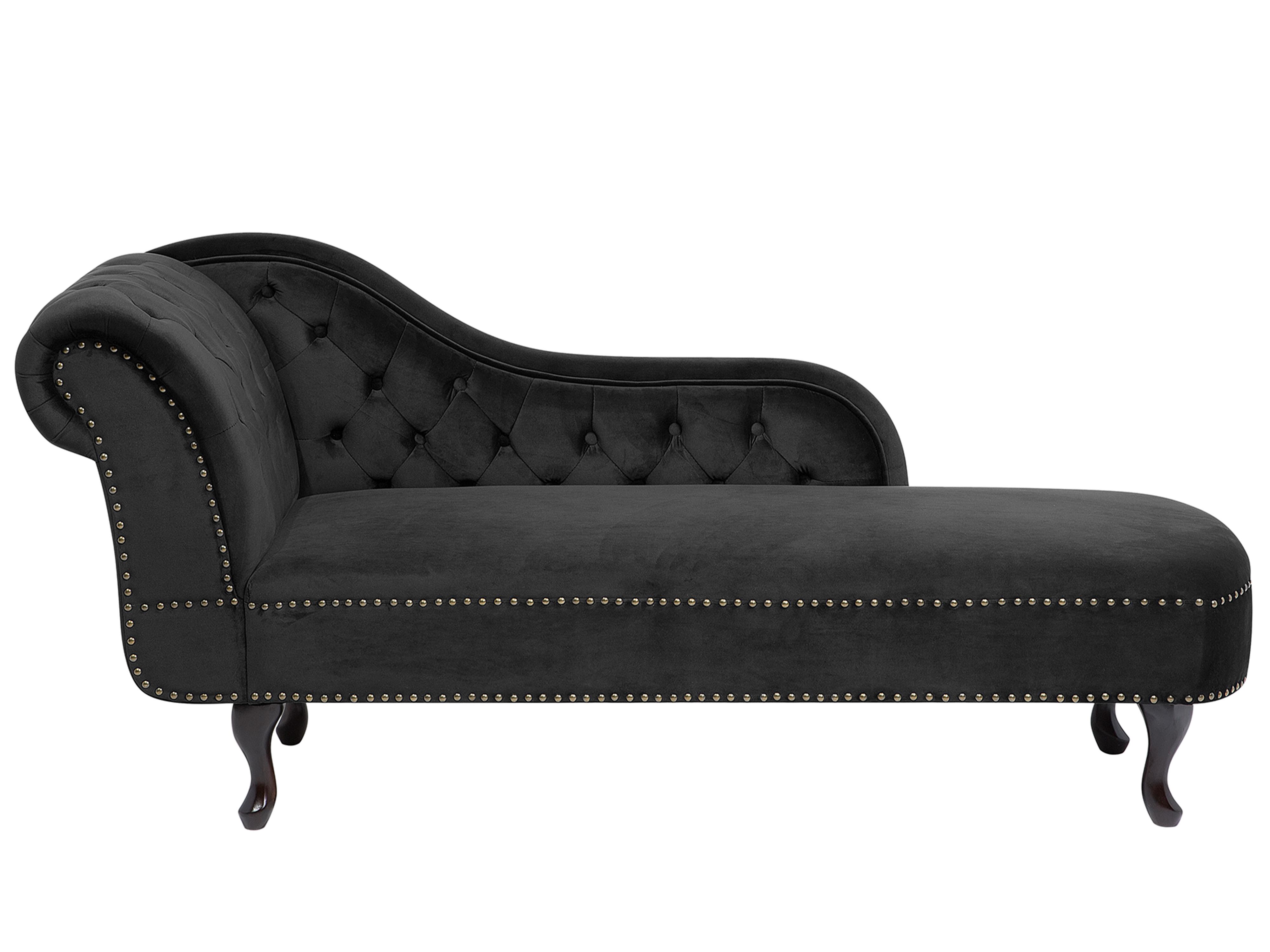 Linkszijdige chaise longue NIMES Fluweel Zwart