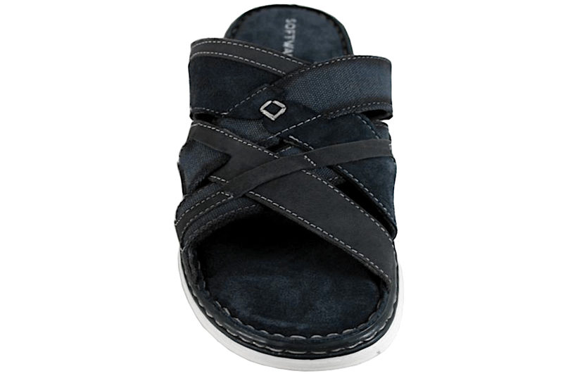 SOFTWALK SANDAL I BLÅ TEKSTIL OG RUSKIND