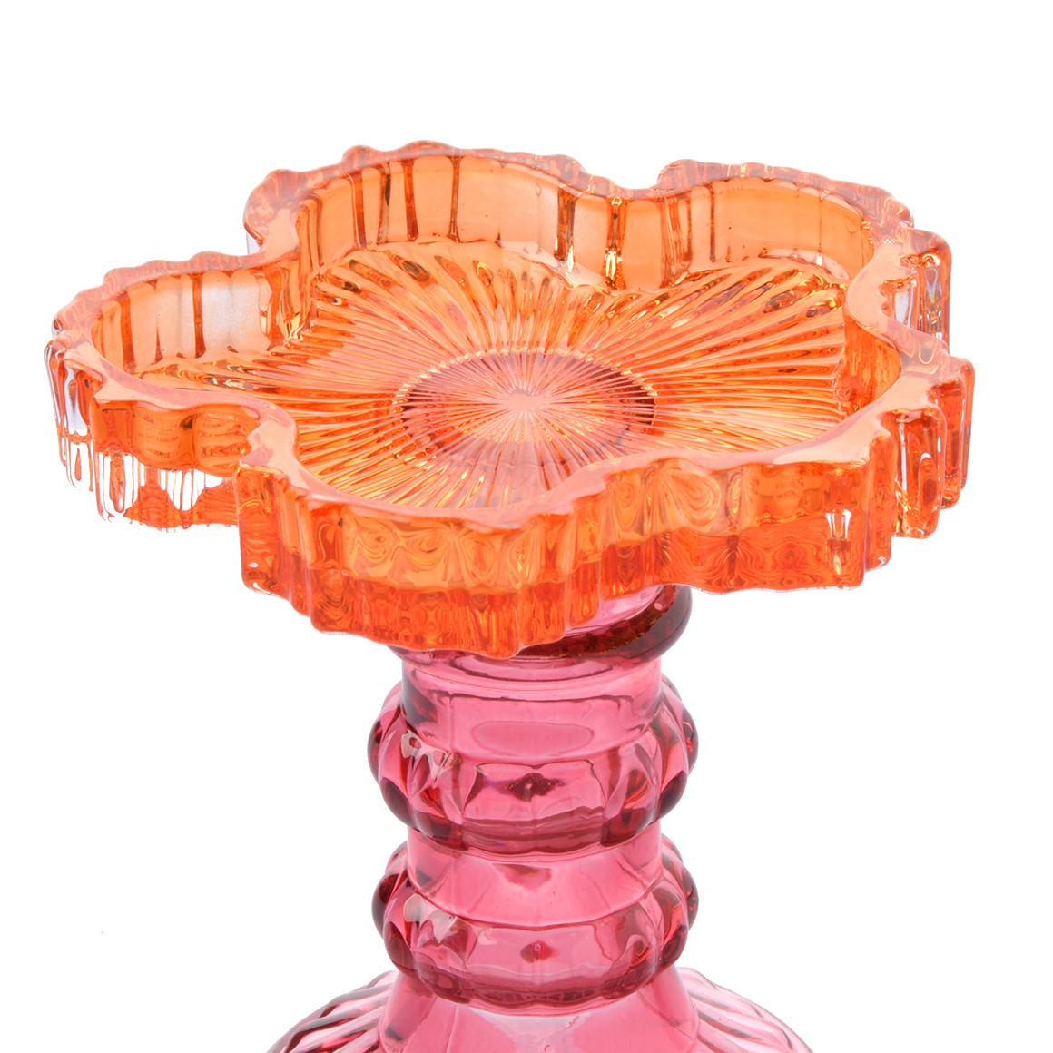 My Home Kleiner Kerzenhalter in Blumen-Form pink / orange