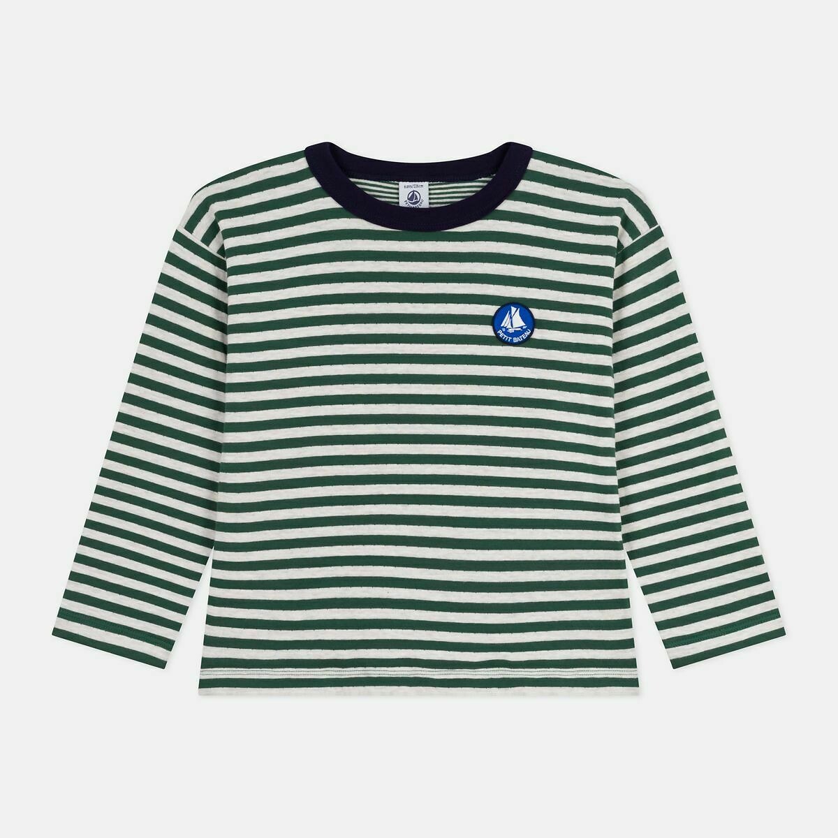 PETIT BATEAU<br>Camiseta de manga comprida em algodão listrado
