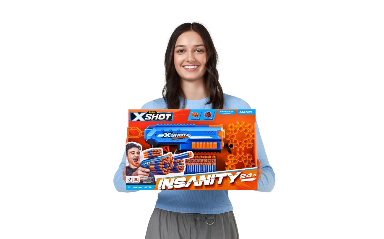 X-shot Insanity Manic met 24 darts