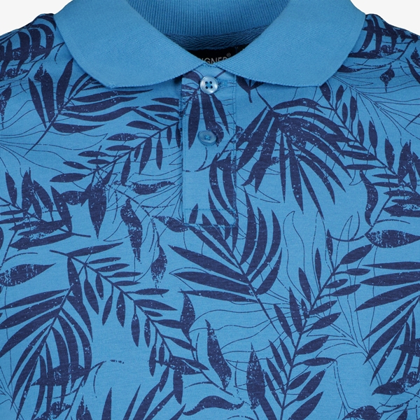 Unsigned heren polo met bloemenprint blauw