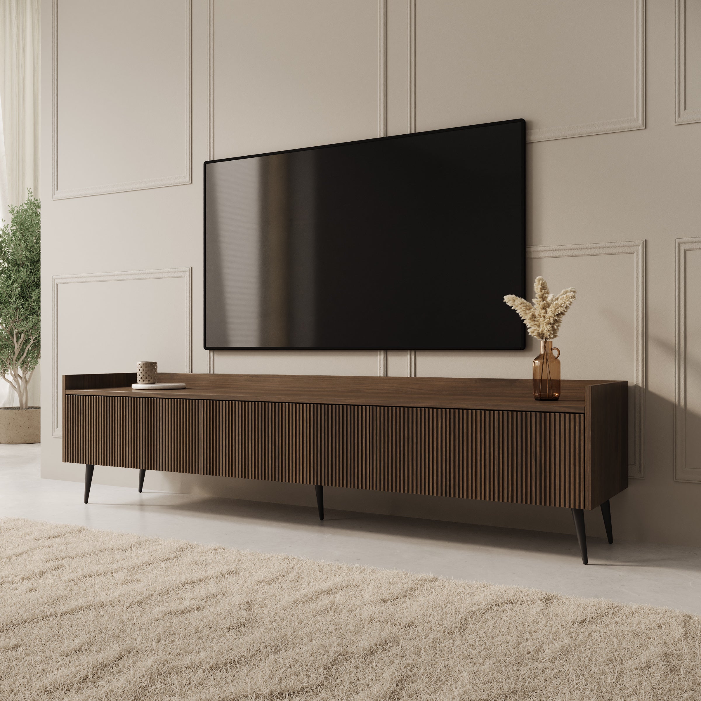 Asty - TV-Meubel - Donker eiken - 180x40x45 cm