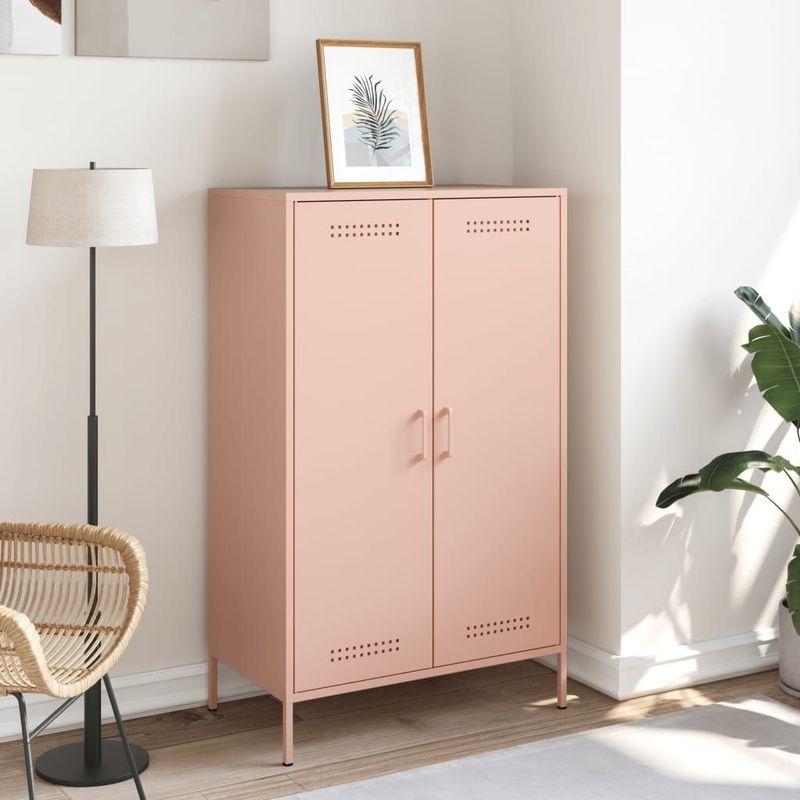 vidaXL - Hoge Kast - Roze - Staal - 6 Vakken