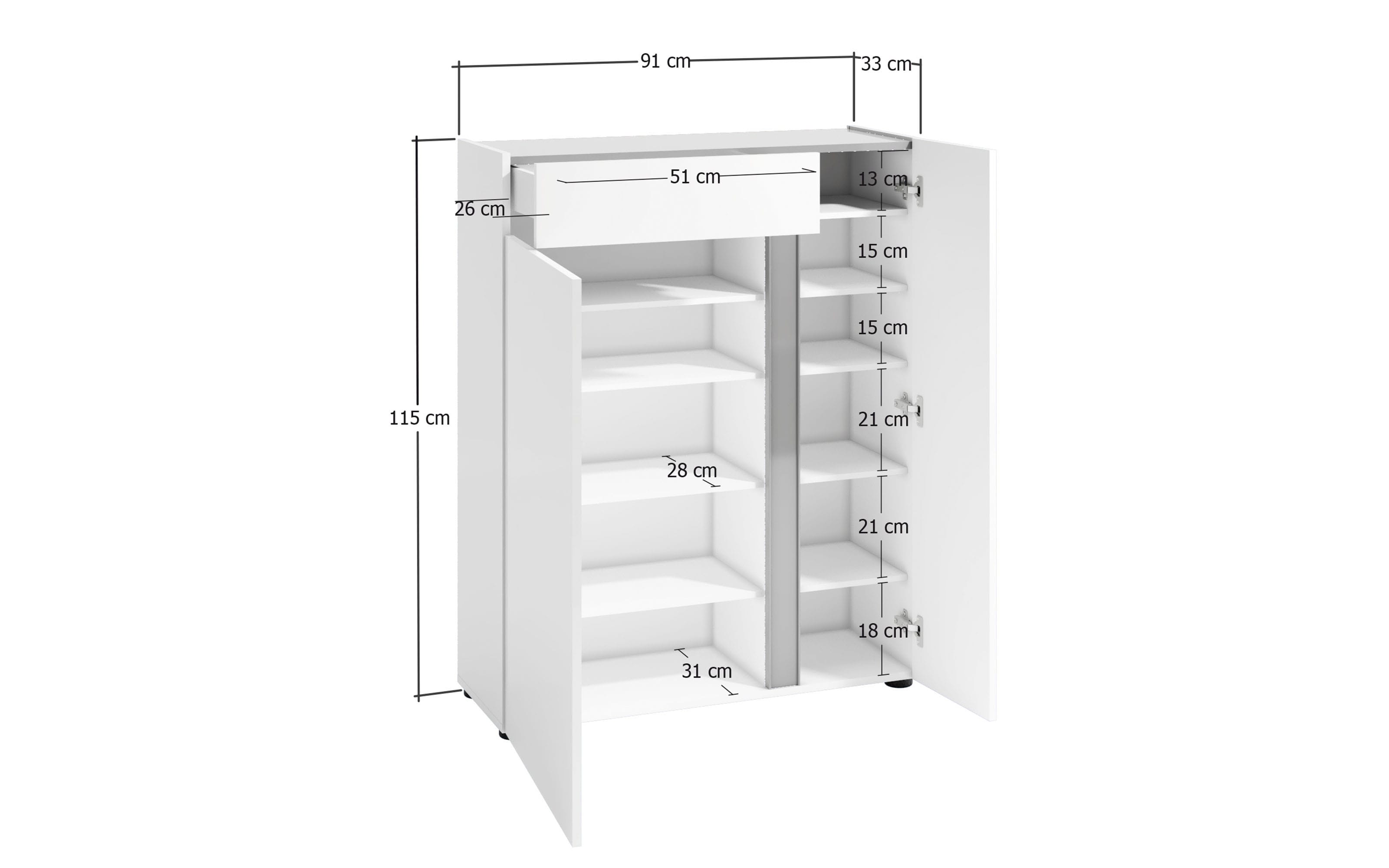 Schuhschrank I Atrium, weiß, 91 x 115 cm