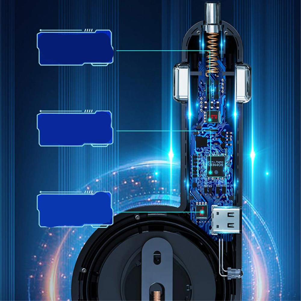 (1.5m/3.1A) 3in1 Ausziehbares USB A auf Lightning / Micro USB / USB C Ladekabel - Schwarz