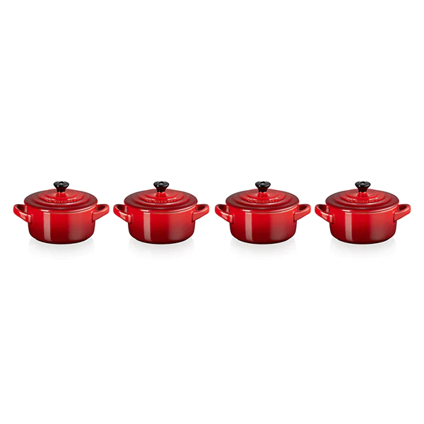 Set 4 mini-cocottes céramique 10 cm Cerise Le Creuset