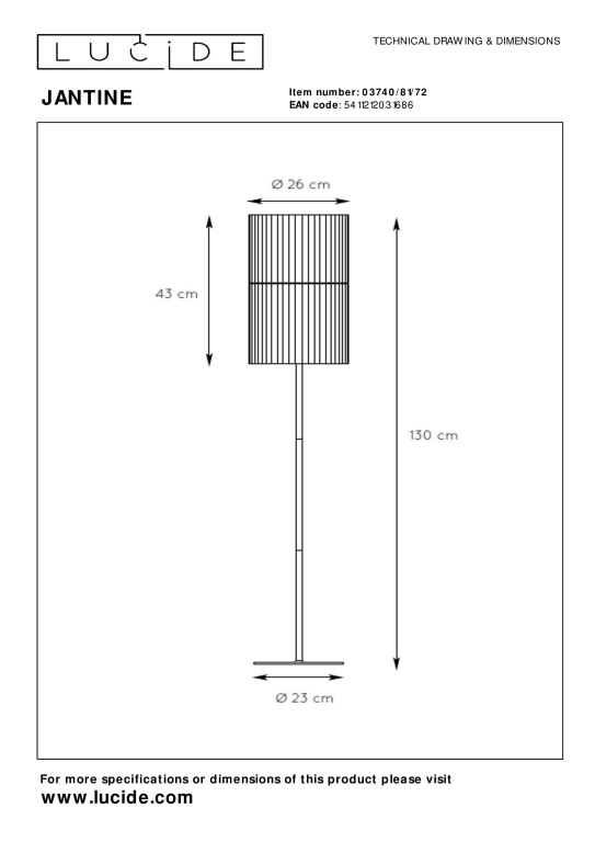 Lucide Jantine 26 vloerlamp naturel
