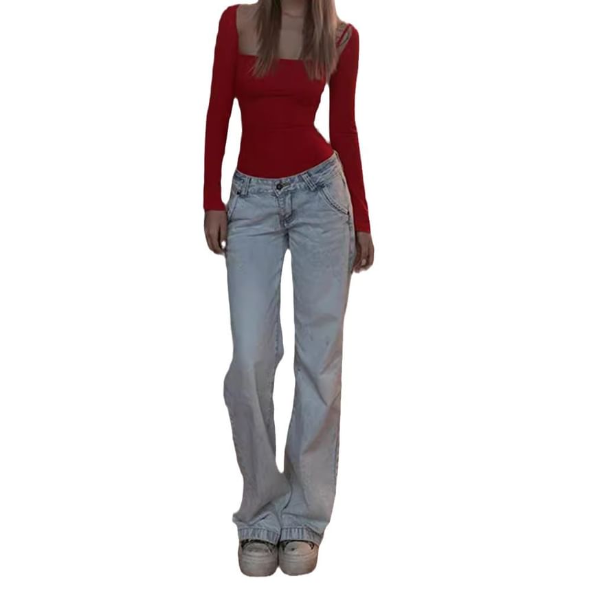 Jerolenea - Low Rise Washed Loose Fit Jeans