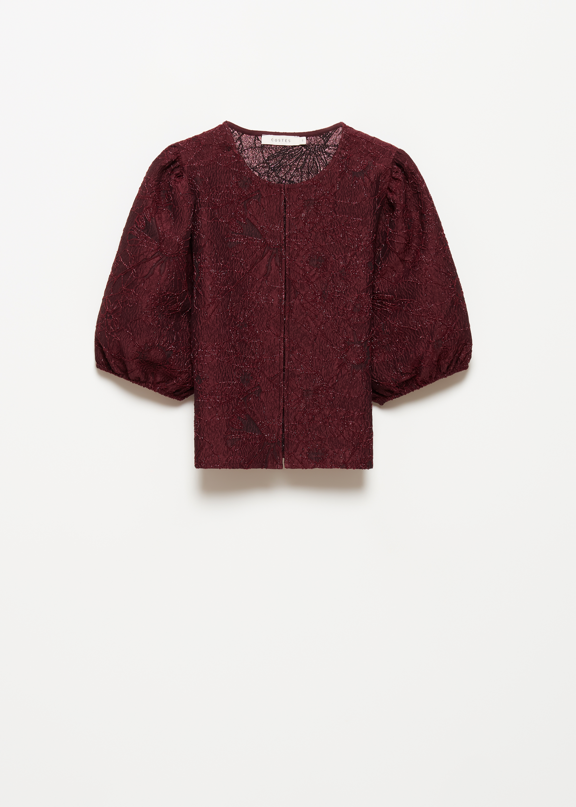 Jacquard blouse met pofmouwen