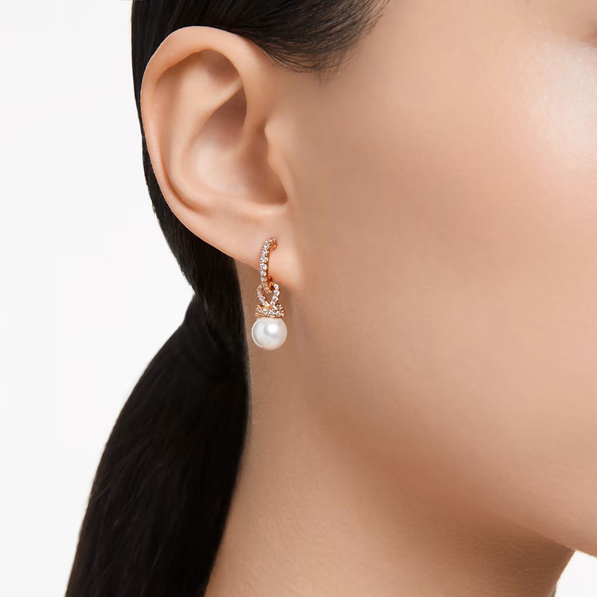 Pendants d'oreilles Swarovski Originally doré roseet perle de Swarovski