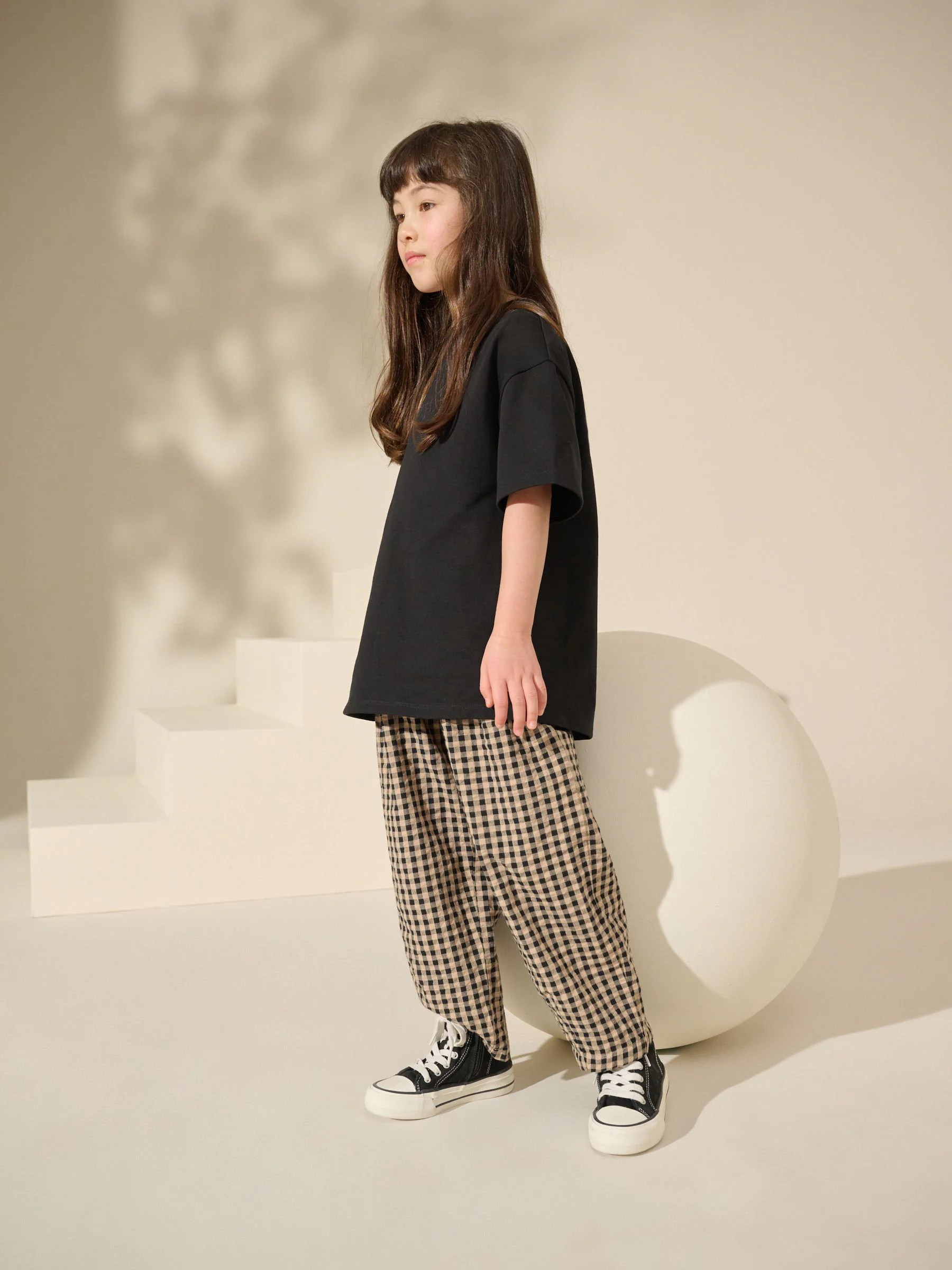 Zwart - Oversized zwaargewicht 100% katoenen T-shirt (3-16jaar)