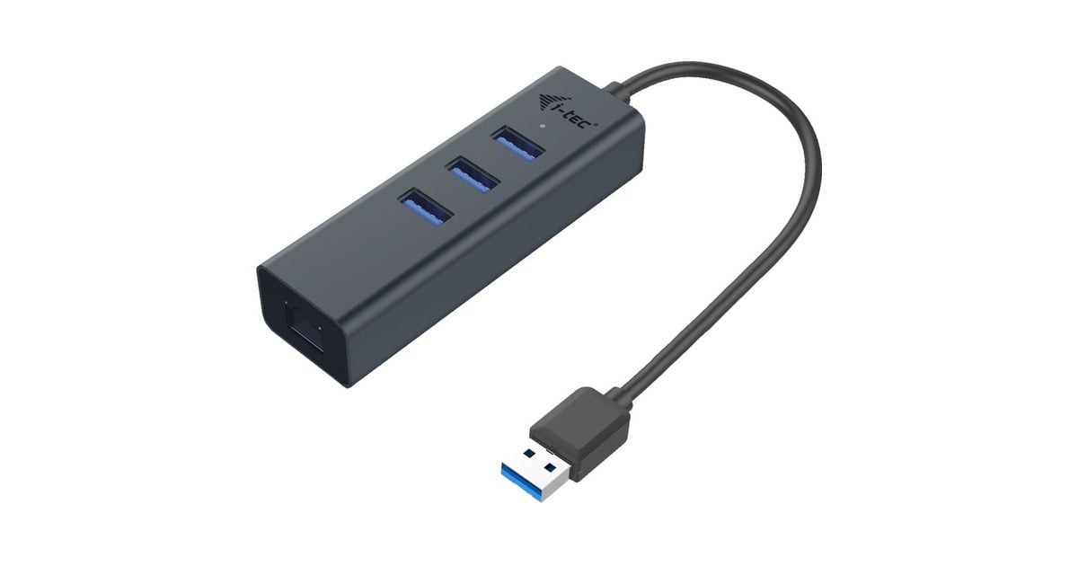 i-tec3-Port USB 3.0 Metal + Gigabit LAN usb-hub  (Antraciet)