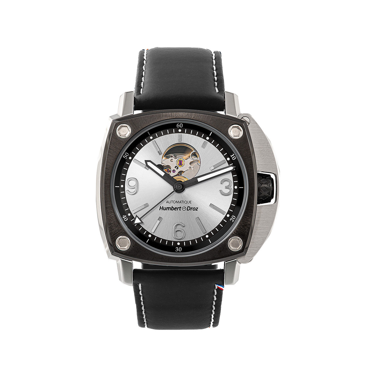 Montre HUMBERT-DROZ hd1 homme automatique, bracelet cuir noir