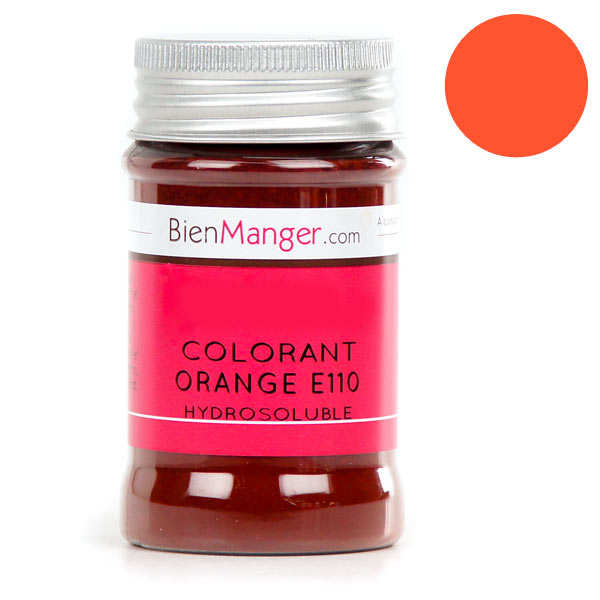 Colorant alimentaire orange E110 - Poudre hydrosoluble