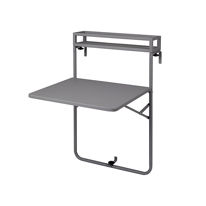 Table de jardin pliante extensible Saba en acier coloris gris acier L.70 x l.60 x H.92/106,5 cm