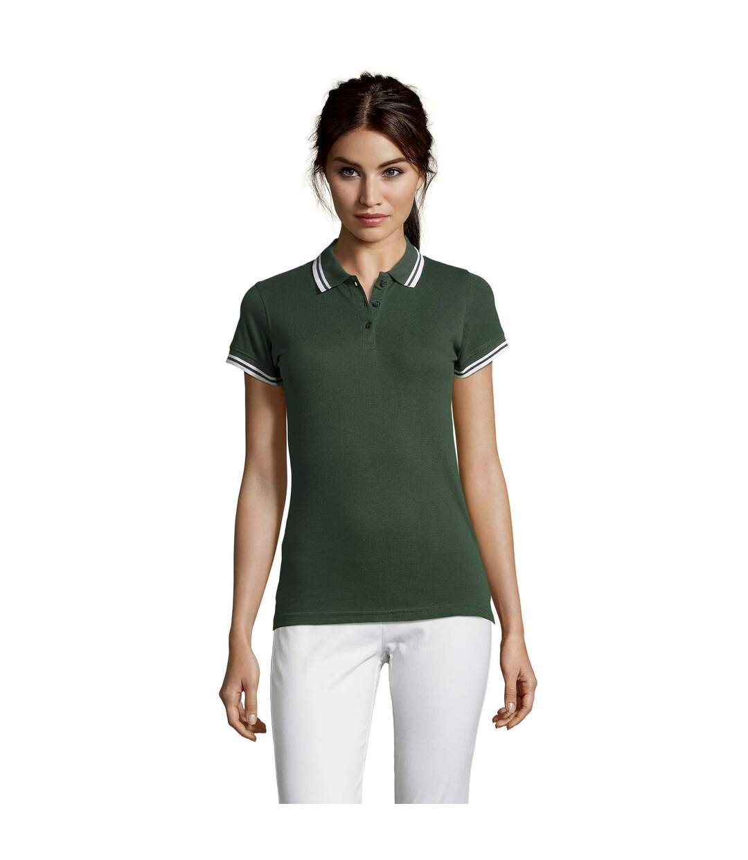 SOLS - Polo manches courtes PASADENA - Femme (Vert forêt/blanc) - UTPC2432