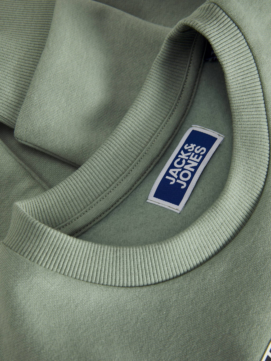JACK & JONES sweater JJECALEB met logo zachtgroen