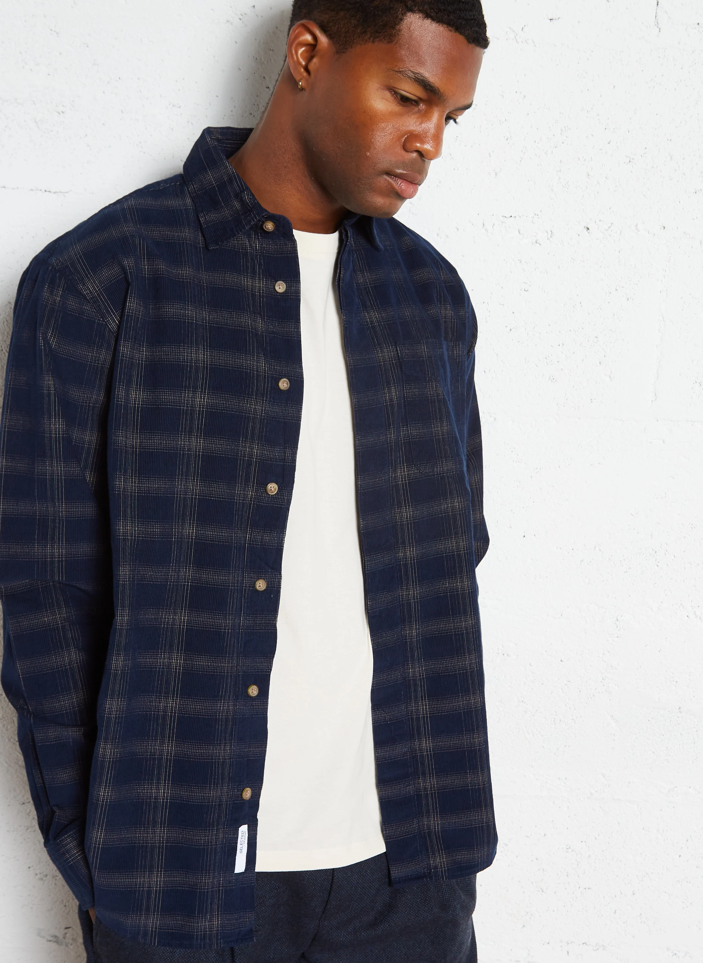 Chemise col classique en coton | Bleu