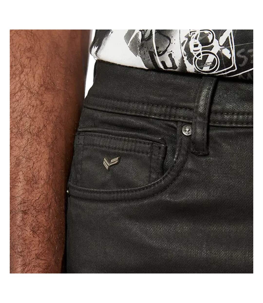 Jean Slim Enduit Noir Homme Kaporal Daxko
