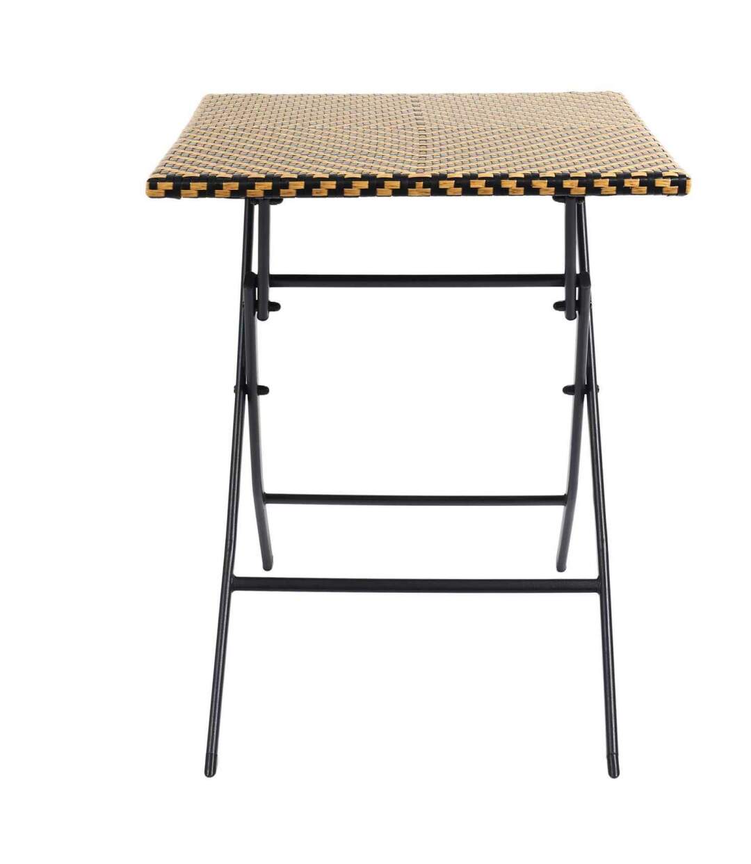 Table de jardin pliable plateau tressé